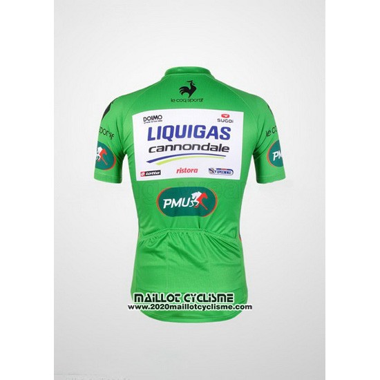 2012 Maillot Ciclismo Liquigas Cannondale Blanc et Vert Manches Courtes et Cuissard